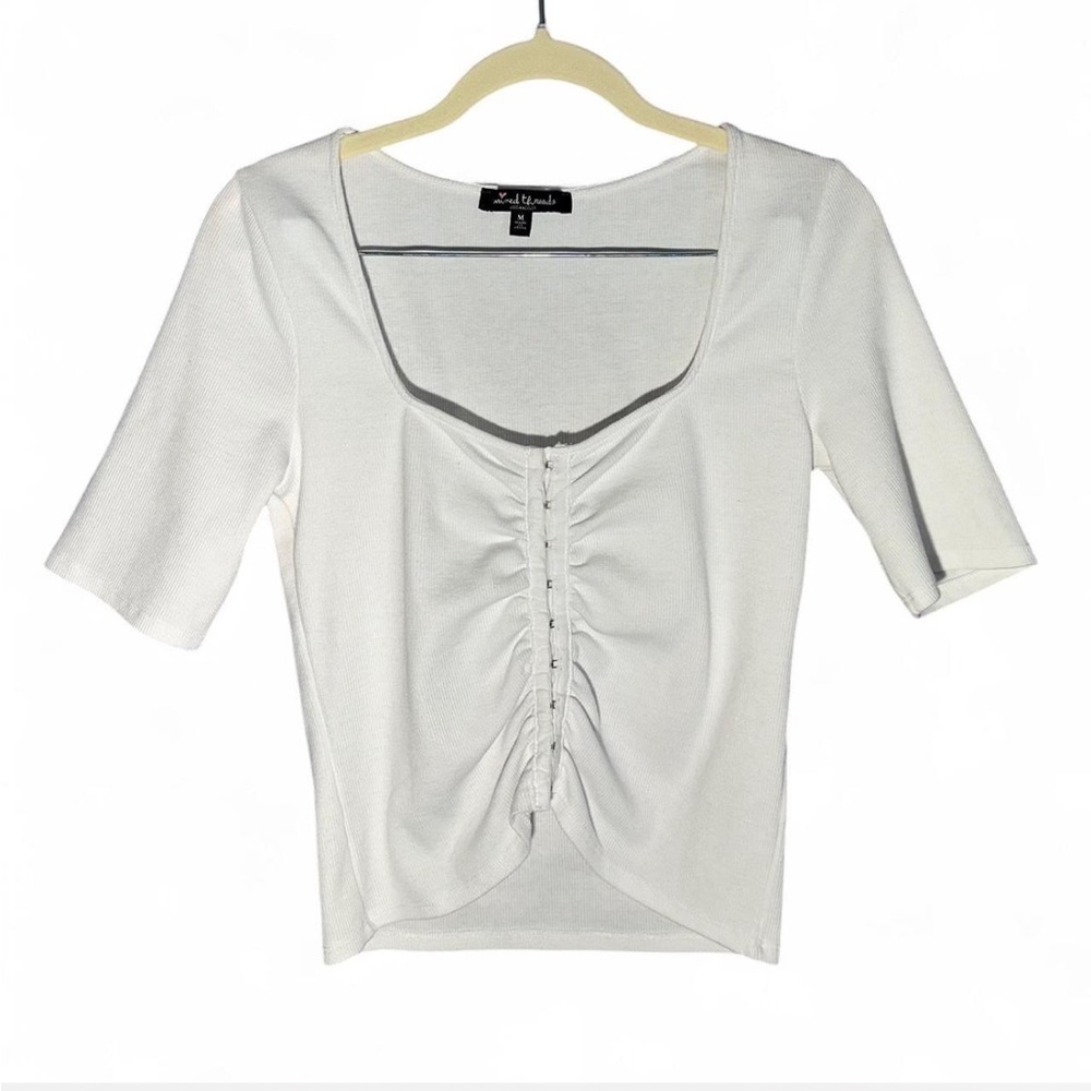 White Ribbed Top Size M
